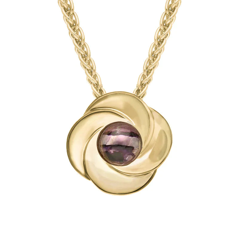 9ct Yellow Gold Blue John Stone Windmill Necklace P2534