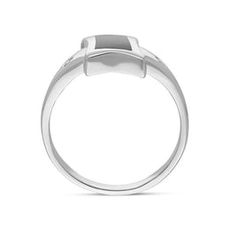 00001218 18ct White Gold Whitby Jet Diamond Freeform Square Shaped Ring, R395