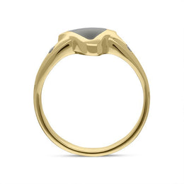 00001501 18ct Yellow Gold Whitby Jet Diamond Abstract Triangle Shaped Ring, R396