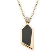 00026224 18ct Rose Gold Whitby Jet 0.07ct Diamond Abstract Shaped Necklace, 18RP890D1T