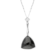 00027020 W Hamond 18ct White Gold Whitby Jet Diamond Faceted Triangle Necklace, JD5_4