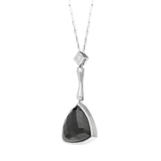 00027020 W Hamond 18ct White Gold Whitby Jet Diamond Faceted Triangle Necklace, JD5_4
