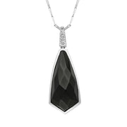 00027037 18ct White Gold Whitby Jet Diamond Faceted Abstract Shaped Necklace JD8_6