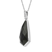 00027037 18ct White Gold Whitby Jet Diamond Faceted Abstract Shaped Necklace JD8_6