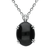 00027161 C W Sellors 18ct White Gold Whitby Jet and Diamond Oval Necklace, PUNQ0000121
