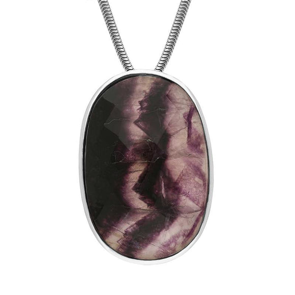 00027306 18ct White Gold Blue John Faceted Oval Shape Necklace. PUNQ0000209