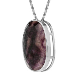 00027306 18ct White Gold Blue John Faceted Oval Shape Necklace. PUNQ0000209