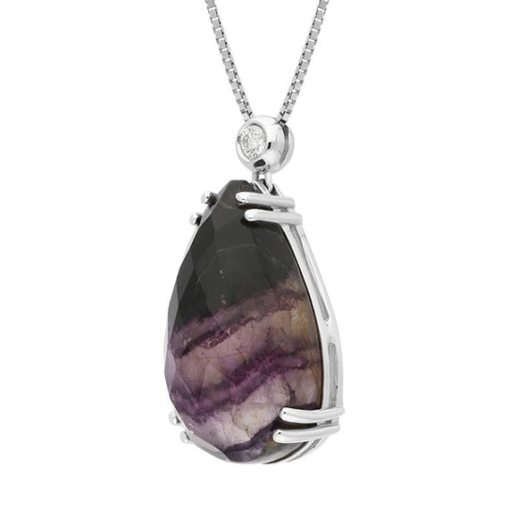 00027466 18ct White Gold Whitby Jet Diamond Faceted Pear Necklace SH5_1BJ_D