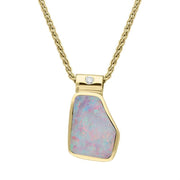 00028002 18ct Yellow Gold Opal Diamond Unique Necklace, UPOP340