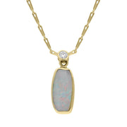 00028004 18ct Yellow Gold Opal Diamond Unique Necklace, UPOP342