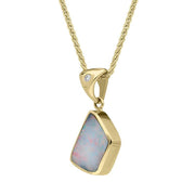00028005 18ct Yellow Gold Opal Diamond Unique Organic Necklace, UPOP344