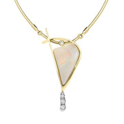 00028104 18ct Yellow Gold Opal Diamond Unique Necklace VUOP100 