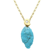 00029504 18ct Yellow Gold Diamond Turquoise Nugget Necklace, 18YTDIATUR