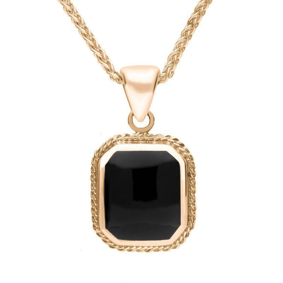 00029754 9ct Rose Gold Square Rope Edge Necklace P050
