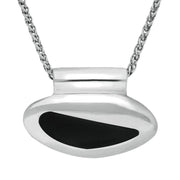 00045924 C W Sellors Sterling Silver Whitby Jet Freeform Irregular Oval Necklace, P540.