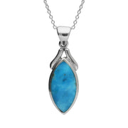 Sterling Silver Turquoise Marquise Necklace. P388.