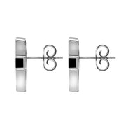 0006970  C W Sellors Sterling Silver Whitby Jet Channel Set Cross Stud Earrings, E390.
