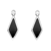 18ct White Gold Whitby Jet and Diamond Dinky Drop Earrings, E647