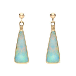 00072421 C W Sellors 9ct Yellow Gold Opal Triangle Drop Earrings, E145.