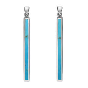 Sterling Silver Turquoise Long Slim Drop Earrings. E1070