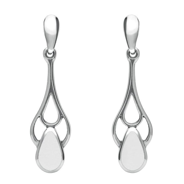 00076572 C W Sellors Sterling Silver  Bauxite Pear Spoon Drop Earrings, E139.