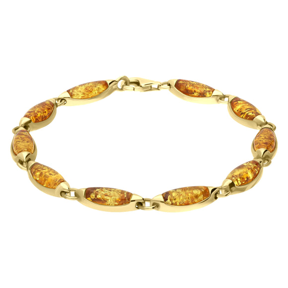 9ct Yellow Gold Amber 10 Stone Marquise Bracelet B660