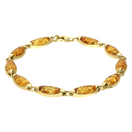 9ct Yellow Gold Amber 10 Stone Marquise Bracelet B660