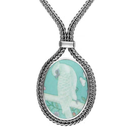 Sterling Silver Royal Crown Derby Turquoise Chatsworth Wallpaper Foxtail Necklace N749