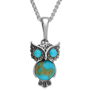 Sterling Silver Turquoise Three Stone Owl Necklace P2490