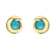 00121294 9ct Yellow Gold Turquoise Spiral Stud Earrings. E1913