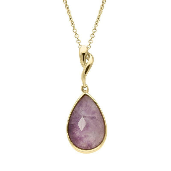 00121550 18ct Yellow Gold Blue John Faceted Unique Pear Necklace PUNQ0004328