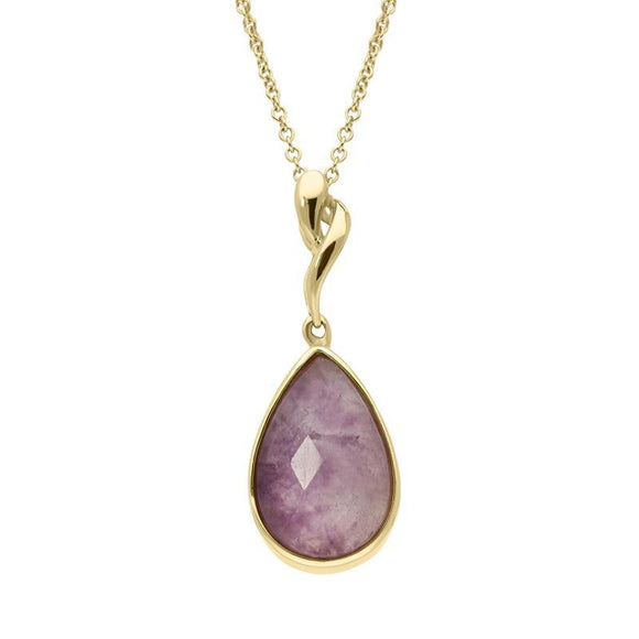 00121550 18ct Yellow Gold Blue John Faceted Unique Pear Necklace PUNQ0004328