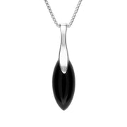Sterling Silver Whitby Jet Small Tapered Drop Necklace, P2814