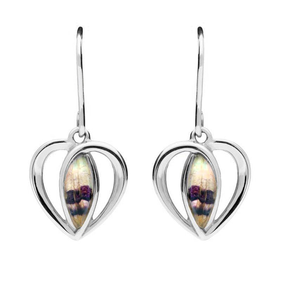 Sterling Silver Blue John Heart Drop Earrings E1914