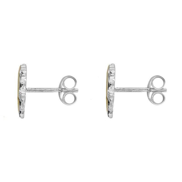 00141581 Sterling Silver Yellow Gold Santa's Sleigh Stud Earrings, E2229.