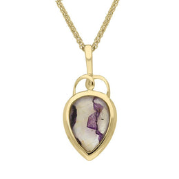 00142697 18ct Yellow Gold Blue John Faceted Upside Down Pear Necklace PUNQ0005164