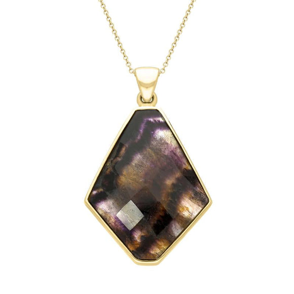 00144027 00144027 18ct Yellow Gold Blue John Faceted Unique Kite Shaped Necklace PUNQ0005406