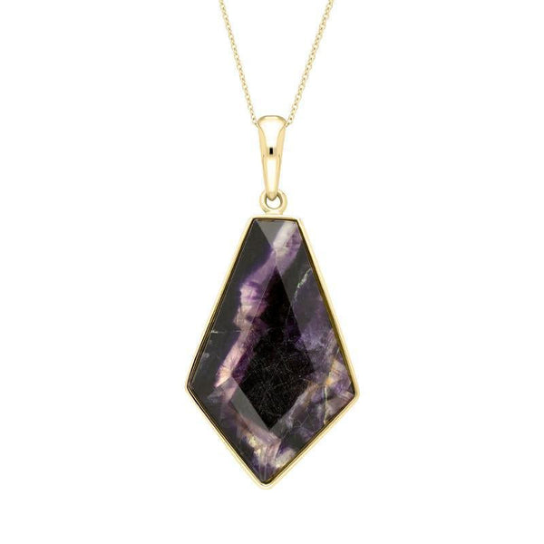 00144028 18ct Yellow Gold Blue John Faceted Unique Kite Shaped Necklace PUNQ0005407