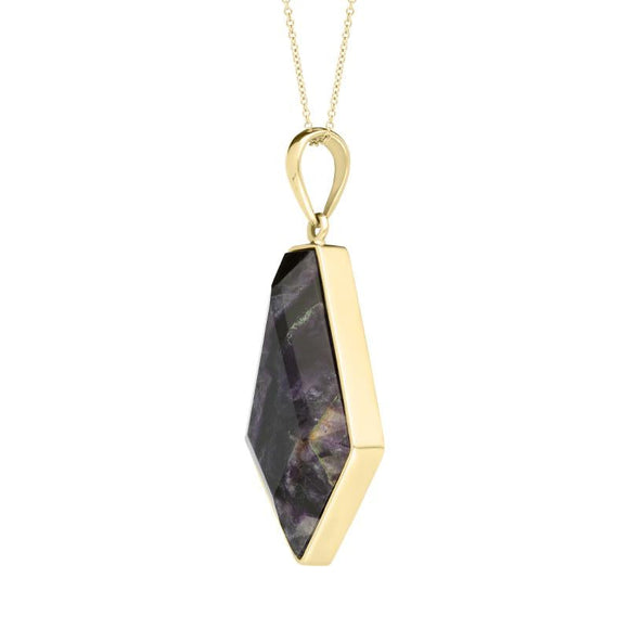 00144028 18ct Yellow Gold Blue John Faceted Unique Kite Shaped Necklace PUNQ0005407