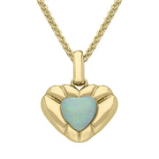 00152508 9ct Yellow Gold Opal Stone in Ridged Heart Necklace P2539