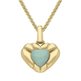 00152508 9ct Yellow Gold Opal Stone in Ridged Heart Necklace P2539