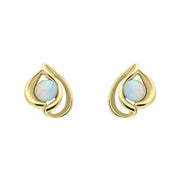 00152512 9ct Yellow Gold Opal Open Teardrop Stud Earrings E1907