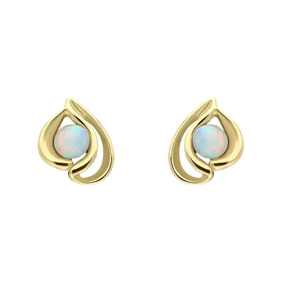 00152512 9ct Yellow Gold Opal Open Teardrop Stud Earrings E1907