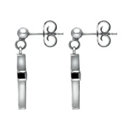00152741  C W Sellors Sterling Silver Whitby Jet 4 Stone Cross Drop Earrings, E1435.
