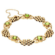 00166312 15ct Yellow Gold Peridot Oval Unique Fancy Link Bracelet, BUNQ0001086