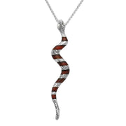 00166551 C W Sellors Sterling Silver Amber Snake Necklace, P3335.
