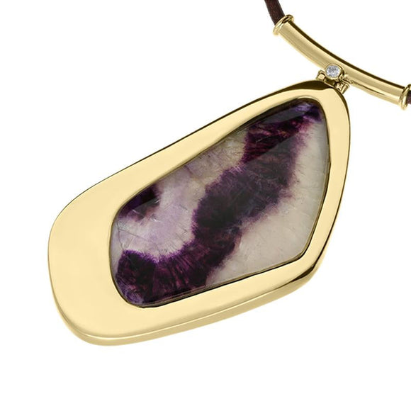 00170179 18ct Yellow Gold Blue John 0.15ct Diamond Unique Necklace PUNQ0001473