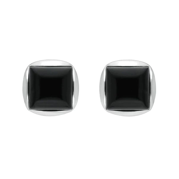 Sterling Silver Whitby Jet Square Stud Earrings E2500 