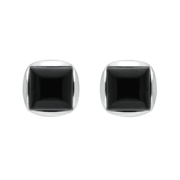 Sterling Silver Whitby Jet Square Stud Earrings E2500 