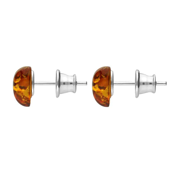 Sterling Silver Amber Heart Stud Earrings E2515